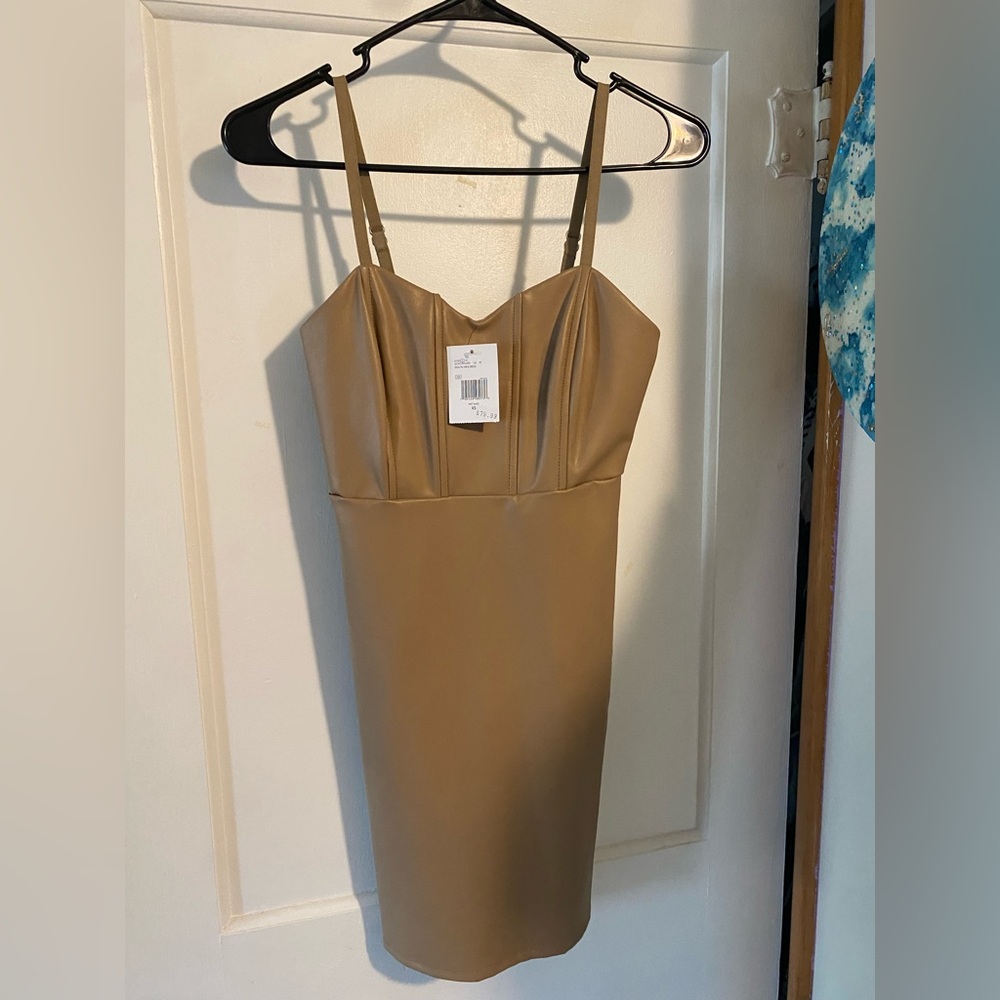 Guess leather beige mini dress